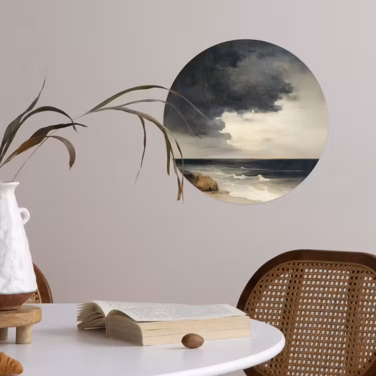 Kust - Golven - Rots - Storm Wandcirkel behangsticker klein -sfeer3