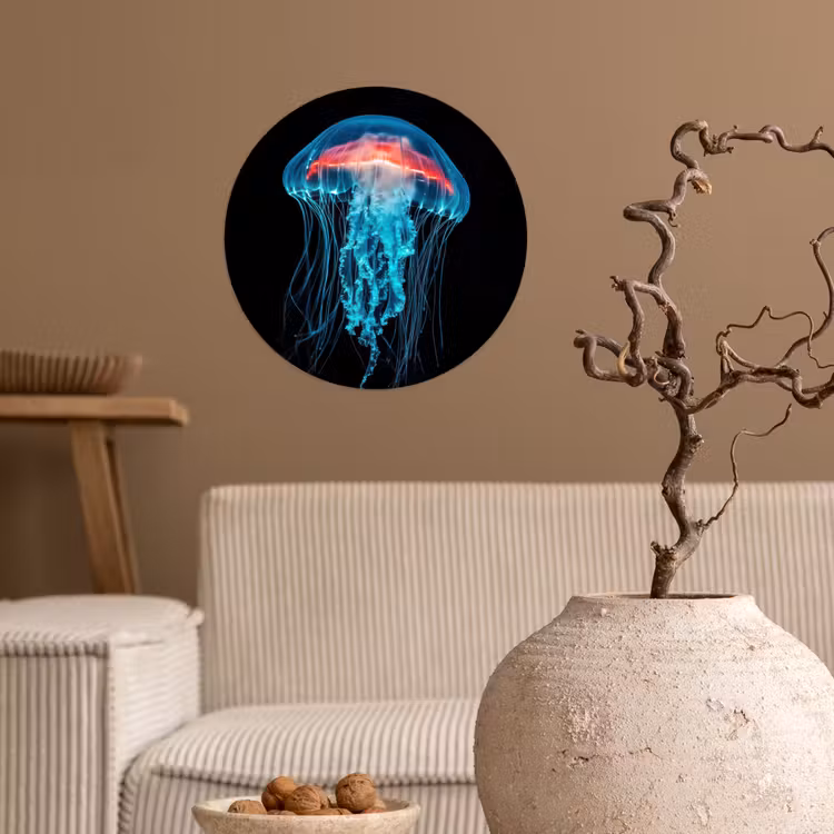 Kwal - Tentakels - Blauw - Licht Wandcirkel behangsticker klein -sfeer1