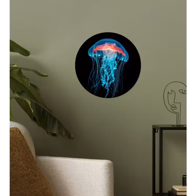 Kwal - Tentakels - Blauw - Licht Wandcirkel behangsticker klein -sfeer2