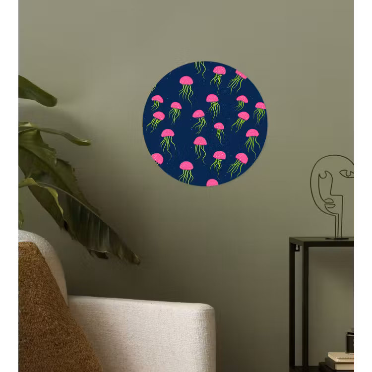 Kwallen - Diepzee - Neon Wandcirkel behangsticker klein 186 -sfeer2
