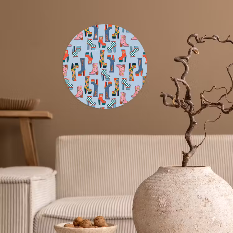 Laarzen - Patroon - Disco Wandcirkel behangsticker klein 186 -sfeer1