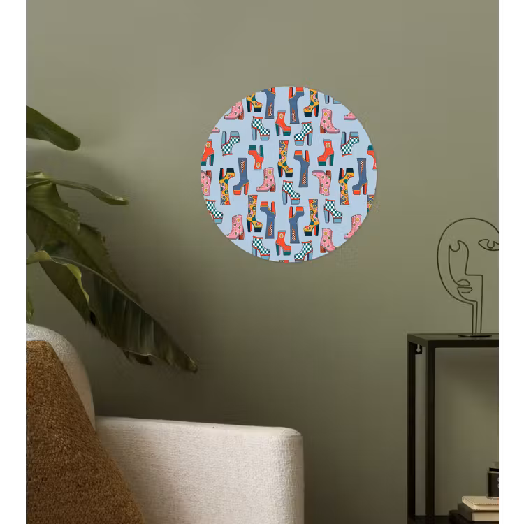 Laarzen - Patroon - Disco Wandcirkel behangsticker klein 186 -sfeer2