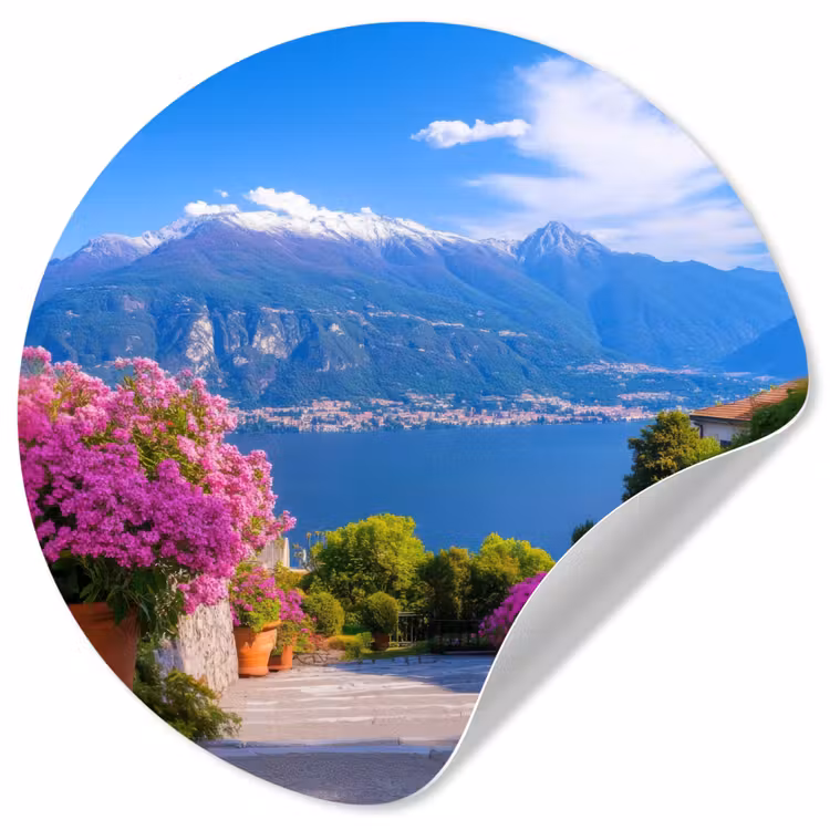Lake Como - Italië - Landschap Wandcirkel behangsticker klein -3d