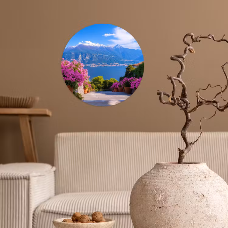 Lake Como - Italië - Landschap Wandcirkel behangsticker klein -sfeer1