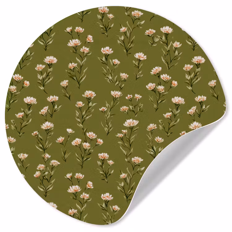 Landelijk - Bloemen - Groen Wandcirkel behangsticker klein 186 -3d