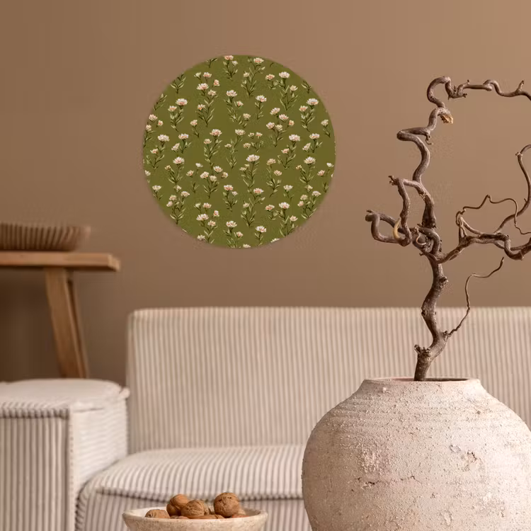 Landelijk - Bloemen - Groen Wandcirkel behangsticker klein 186 -sfeer1