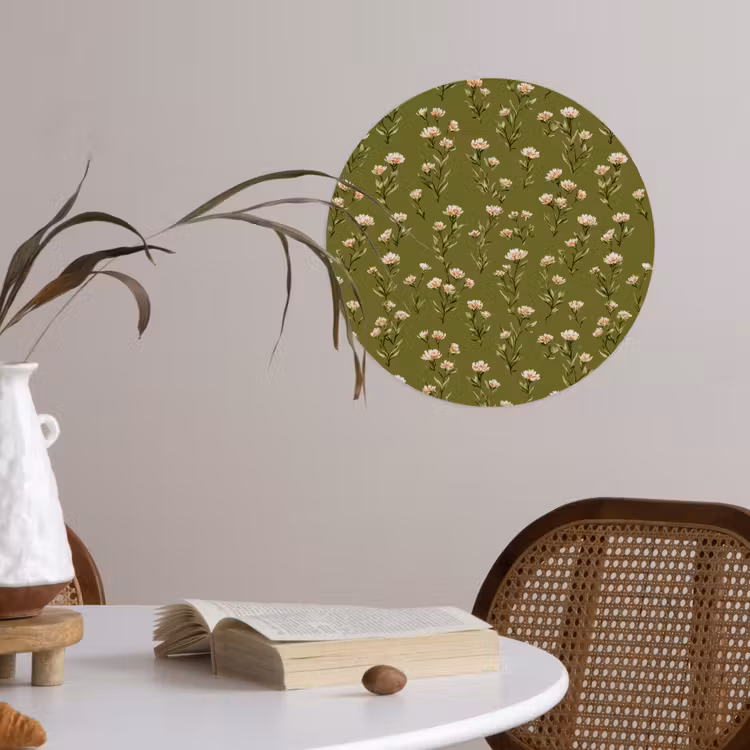Landelijk - Bloemen - Groen Wandcirkel behangsticker klein 186 -sfeer3