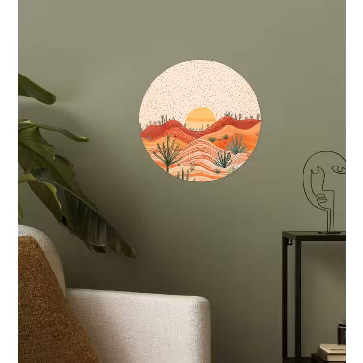 Landschap - Heuvels - Zonsondergang Wandcirkel behangsticker klein -sfeer2