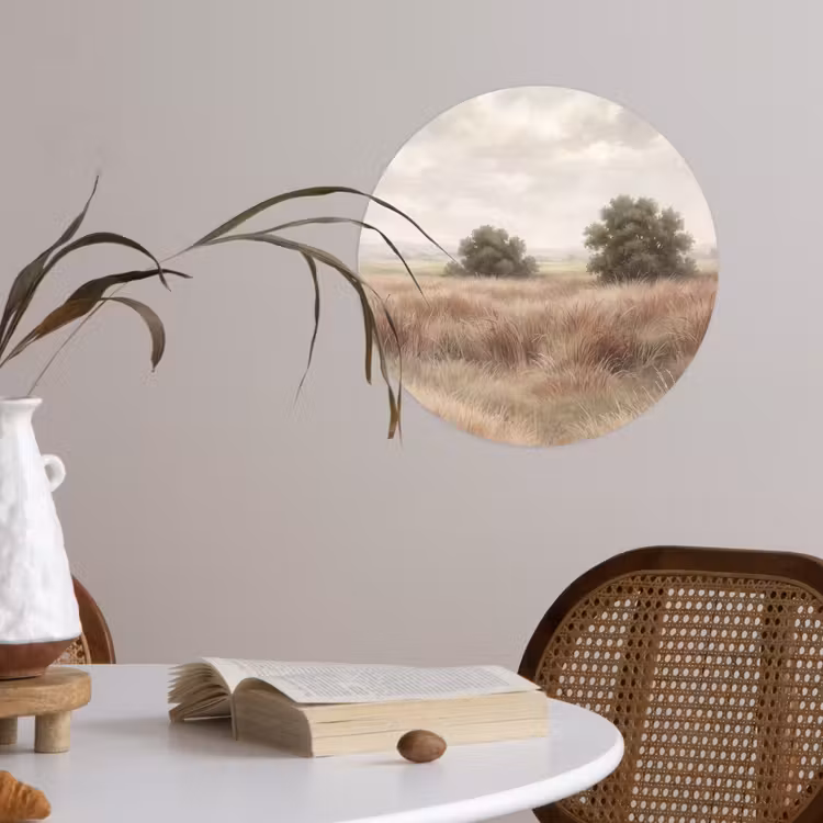 Landschap - Minimalistisch - Beige Wandcirkel behangsticker klein -sfeer3