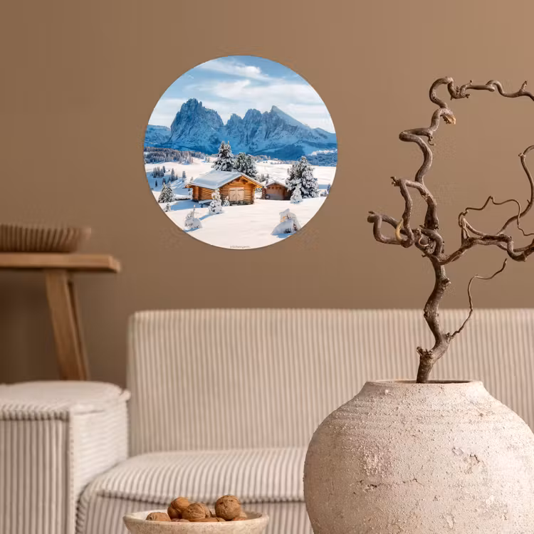 Landschap - Winter - Sneeuw Wandcirkel behangsticker klein -sfeer1