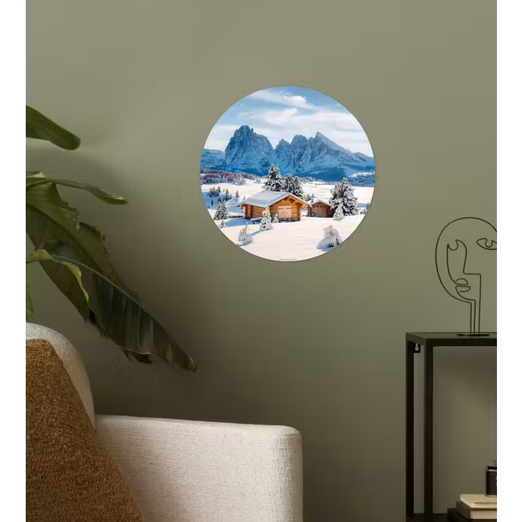 Landschap - Winter - Sneeuw Wandcirkel behangsticker klein -sfeer2