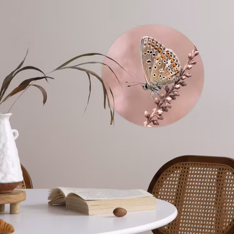 Lavendel - Vlinder - Paars Wandcirkel behangsticker klein -sfeer3
