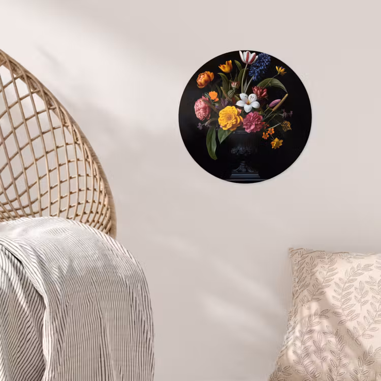 Lente - Bloemen - Klassiek - Vaas Wandcirkel behangsticker klein -sfeer4