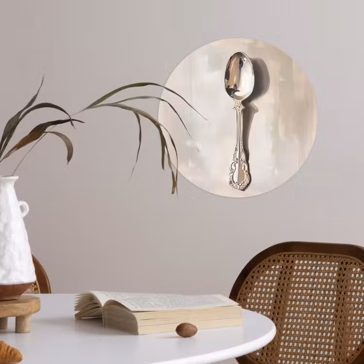 Lepel - Verf - Zilver Wandcirkel behangsticker klein -sfeer3