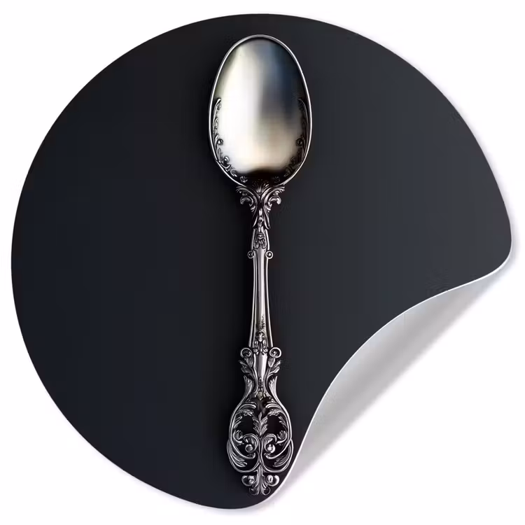 Lepel - Zilver - Metaal Wandcirkel behangsticker klein -3d