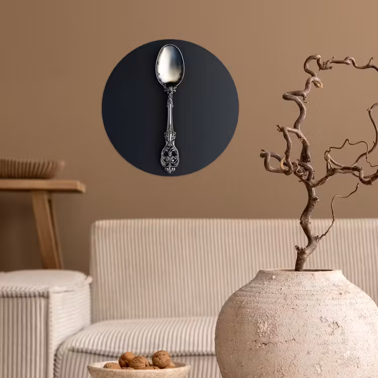 Lepel - Zilver - Metaal Wandcirkel behangsticker klein -sfeer1