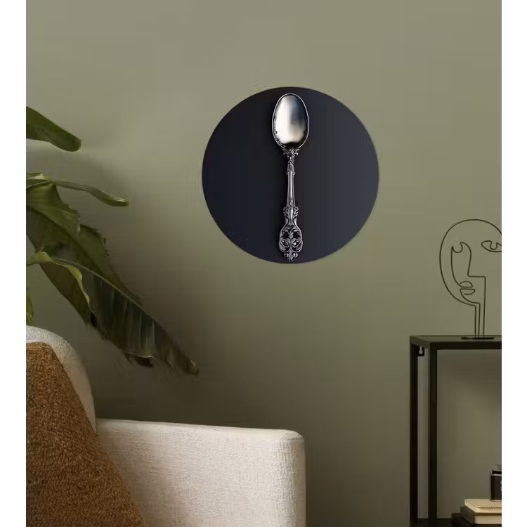 Lepel - Zilver - Metaal Wandcirkel behangsticker klein -sfeer2
