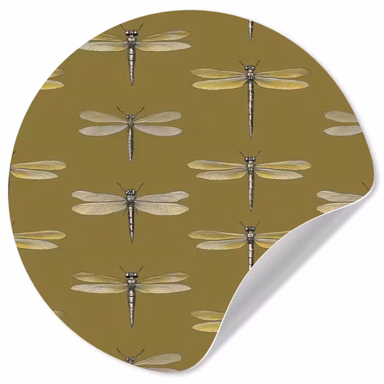 Libellen - Patroon - Groen Wandcirkel behangsticker klein 186 -3d