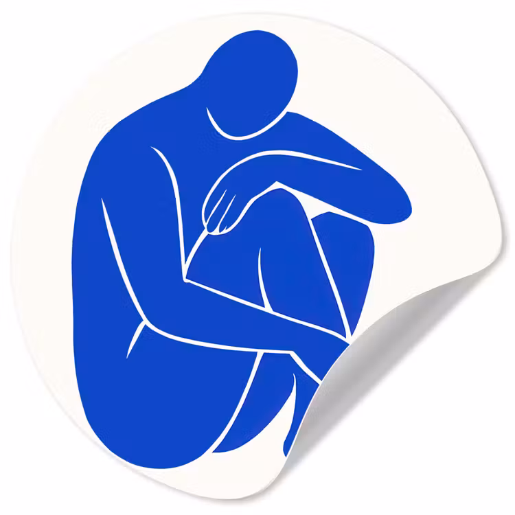 Lichaam - Abstract - Blauw Wandcirkel behangsticker klein -3d