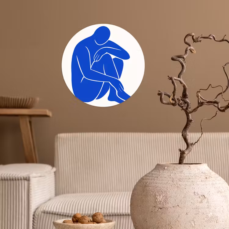 Lichaam - Abstract - Blauw Wandcirkel behangsticker klein -sfeer1