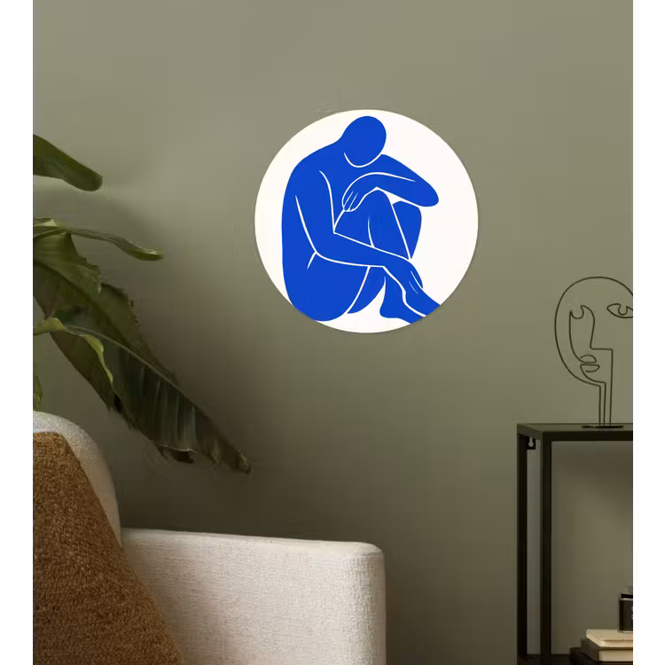 Lichaam - Abstract - Blauw Wandcirkel behangsticker klein -sfeer2