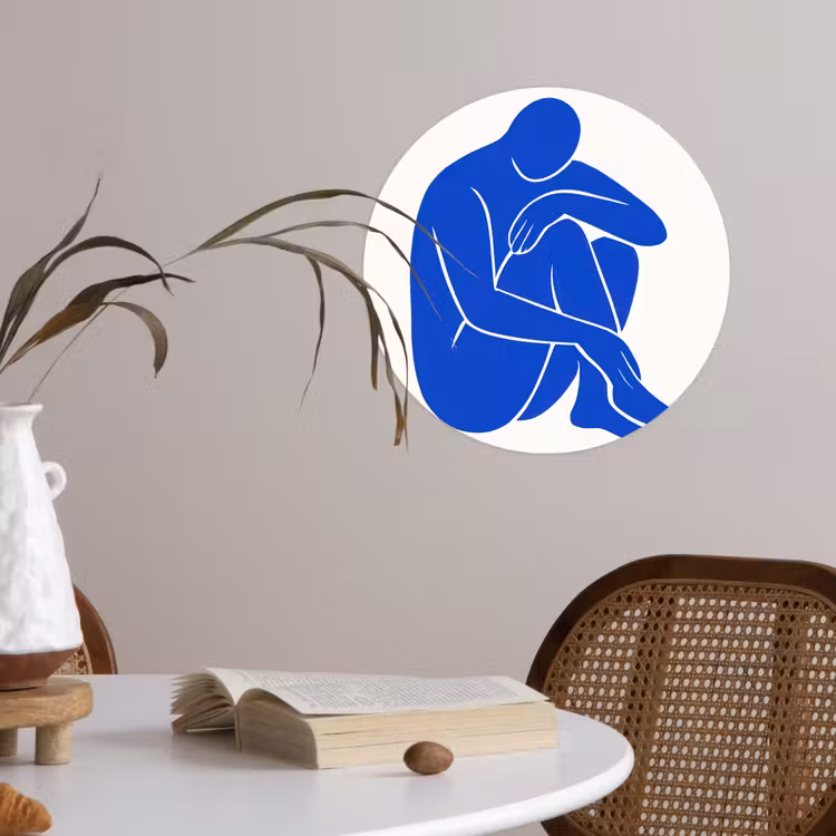 Lichaam - Abstract - Blauw Wandcirkel behangsticker klein -sfeer3