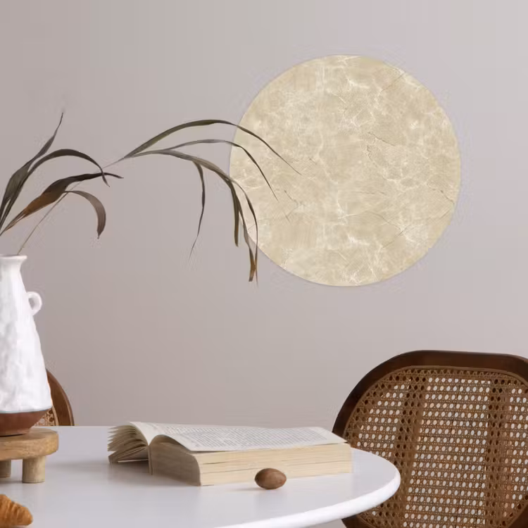 Lichtbeige - Marmer - Diffusie adering Wandcirkel behangsticker klein 186 -sfeer3