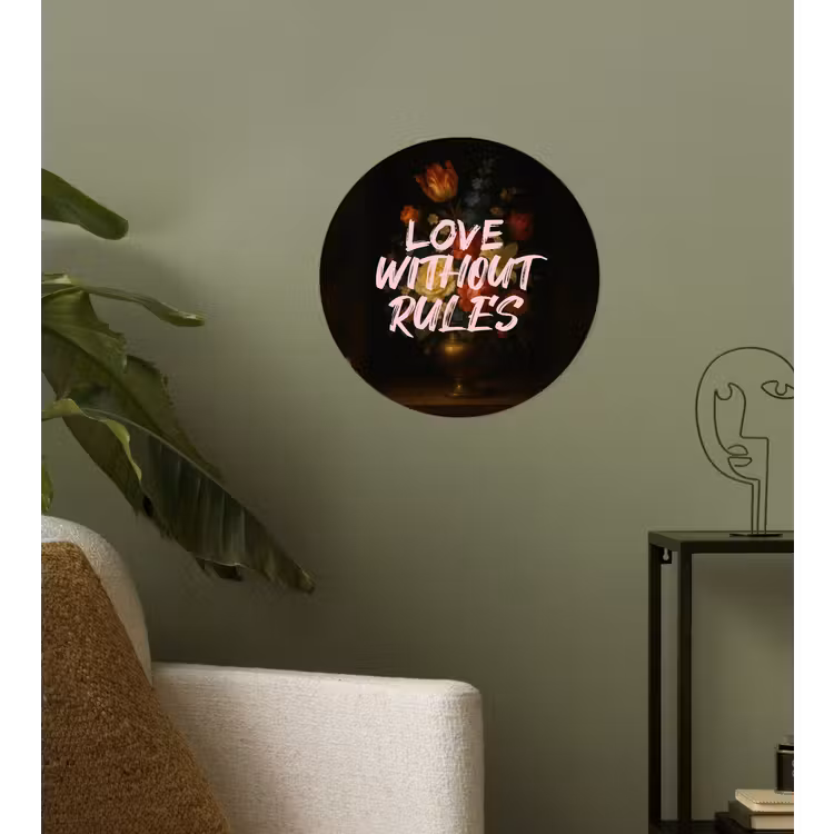 Liefde - Modern - Bloemen Wandcirkel behangsticker klein -sfeer2