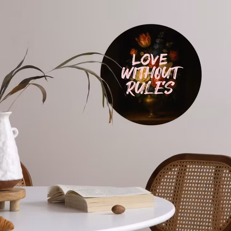 Liefde - Modern - Bloemen Wandcirkel behangsticker klein -sfeer3