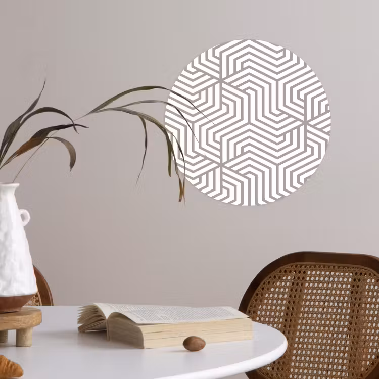 Lijn - Design - Geometrie - Patroon Wandcirkel behangsticker klein 186 -sfeer3