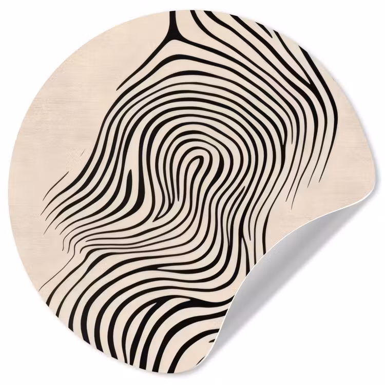 Lijnen - Abstract - Golvend - Zwart Wandcirkel behangsticker klein -3d