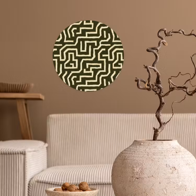 Lijnen - Abstract - Groen Wandcirkel behangsticker klein 186 -sfeer1