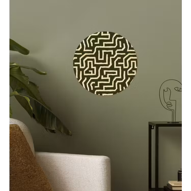 Lijnen - Abstract - Groen Wandcirkel behangsticker klein 186 -sfeer2
