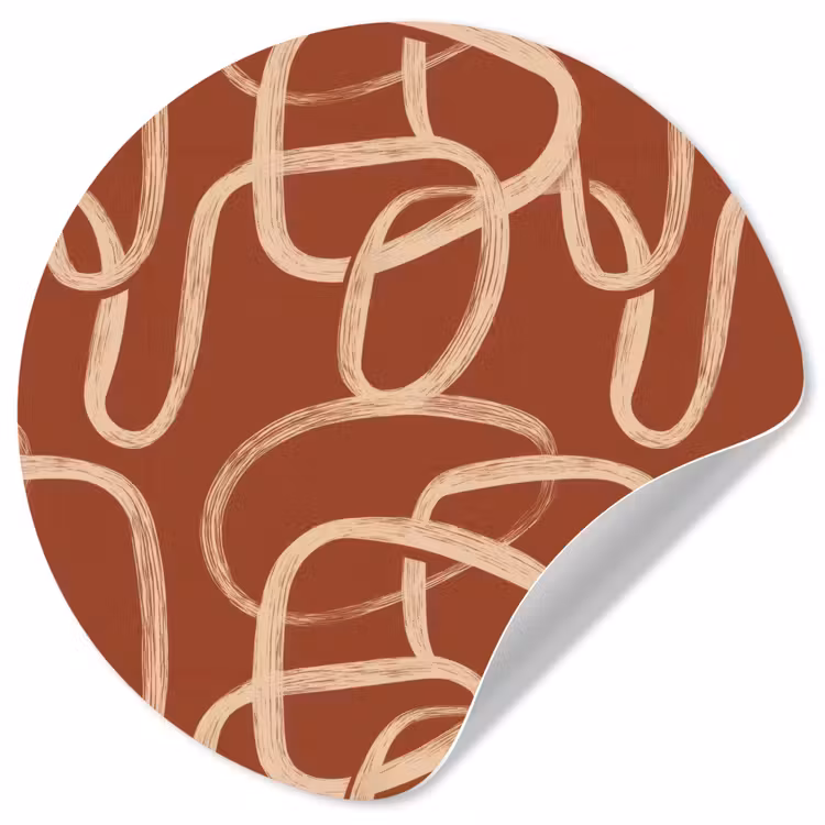 Lijnen - Abstract - Organisch - Terracotta - Crème Wandcirkel behangsticker klein 186 -3d