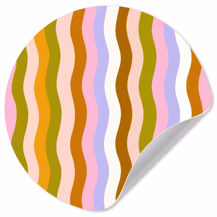 lijnen - Golven - Pastelkleuren - Patroon Wandcirkel behangsticker klein -3d