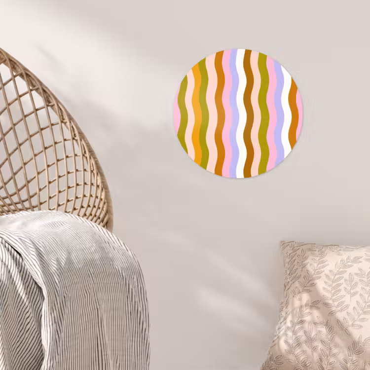 lijnen - Golven - Pastelkleuren - Patroon Wandcirkel behangsticker klein -sfeer4