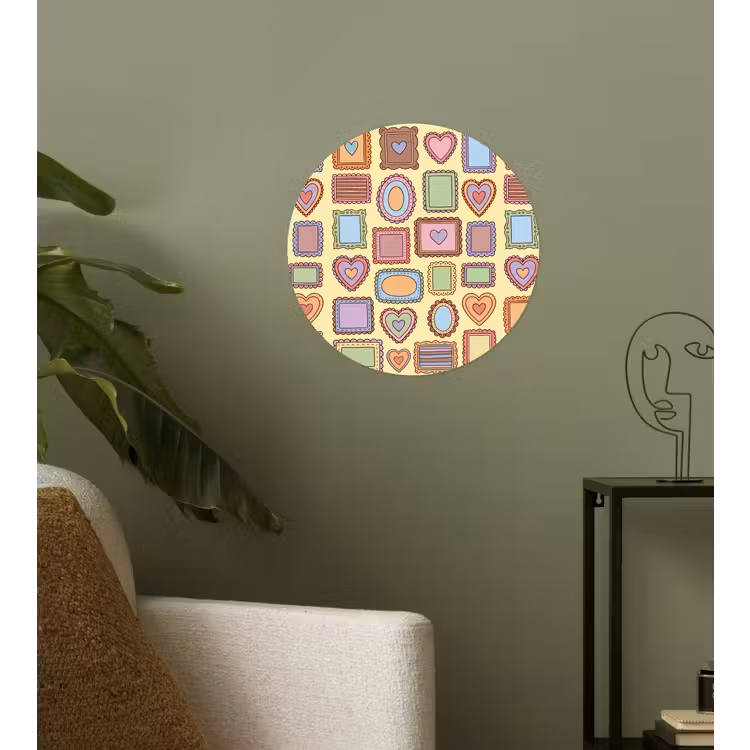 Lijst - Patroon - Hart - Speels - Kleurrijk Wandcirkel behangsticker klein -sfeer2