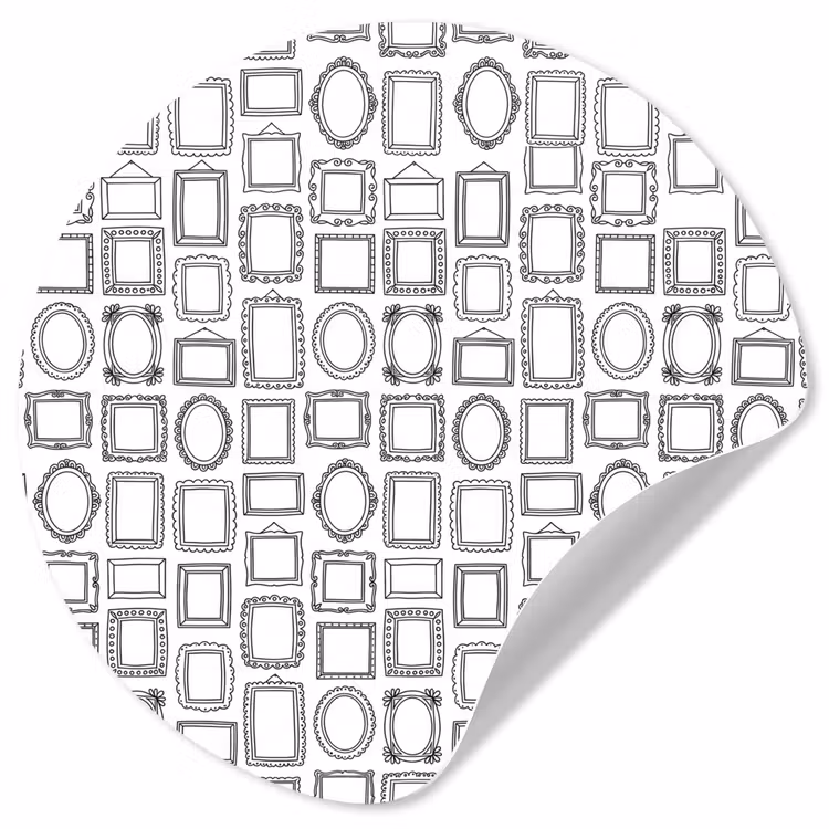 Lijsten - Patroon - Decoratie - Schets - Zwart-wit Wandcirkel behangsticker klein -3d