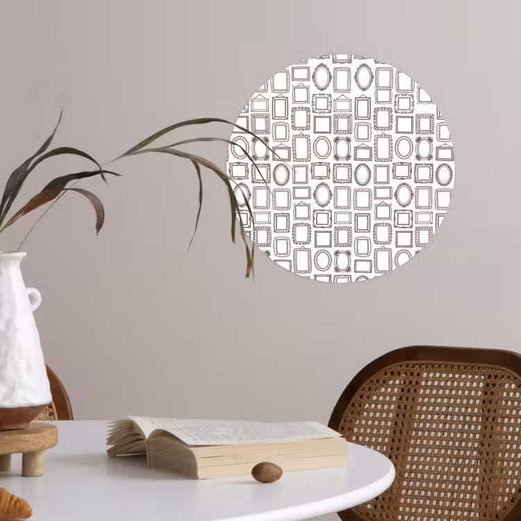 Lijsten - Patroon - Decoratie - Schets - Zwart-wit Wandcirkel behangsticker klein -sfeer3