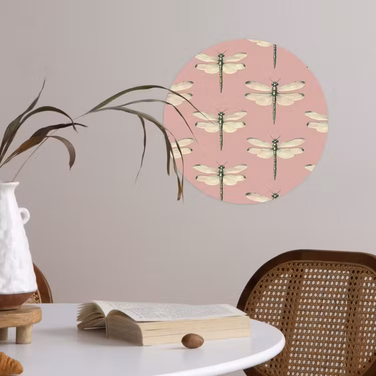 Lillibellen - Patroon - Roze Wandcirkel behangsticker klein 186 -sfeer3