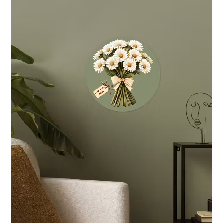 Lint - Boeket - Groen - Quote Wandcirkel behangsticker klein -sfeer2
