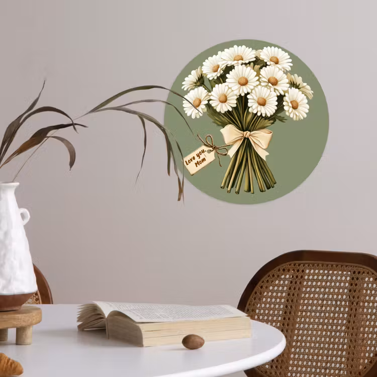 Lint - Boeket - Groen - Quote Wandcirkel behangsticker klein -sfeer3