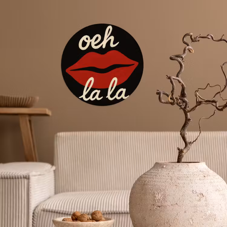 Lip - Rood - Quote Wandcirkel behangsticker klein -sfeer1