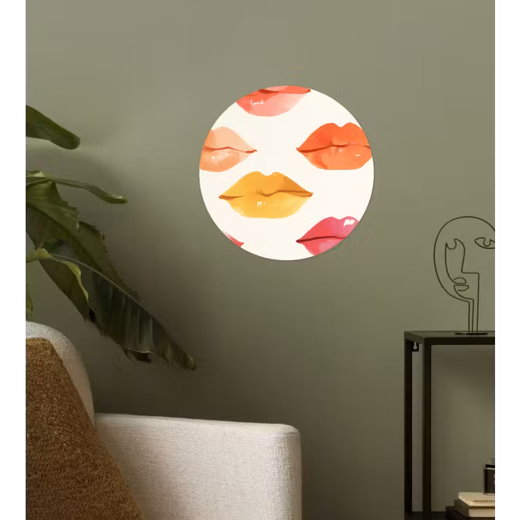 Lippen - Kleurrijk - Glanzend Wandcirkel behangsticker klein -sfeer2