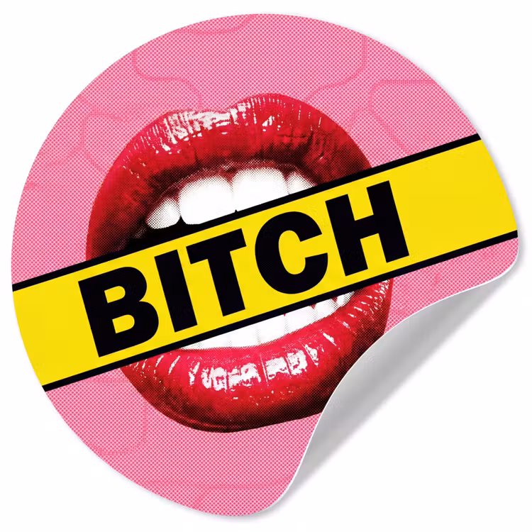 Lippen - Tekst - Kleurrijk Wandcirkel behangsticker klein -3d
