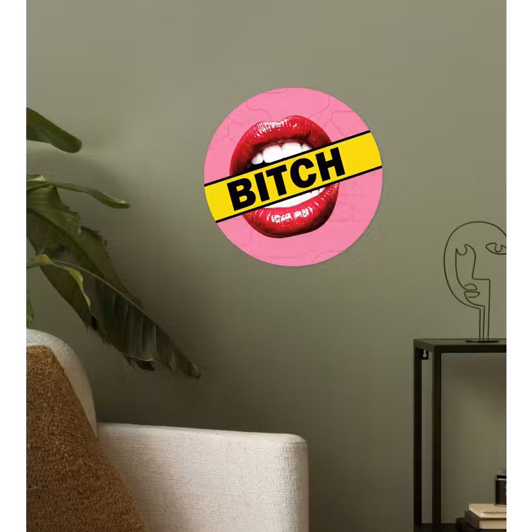 Lippen - Tekst - Kleurrijk Wandcirkel behangsticker klein -sfeer2