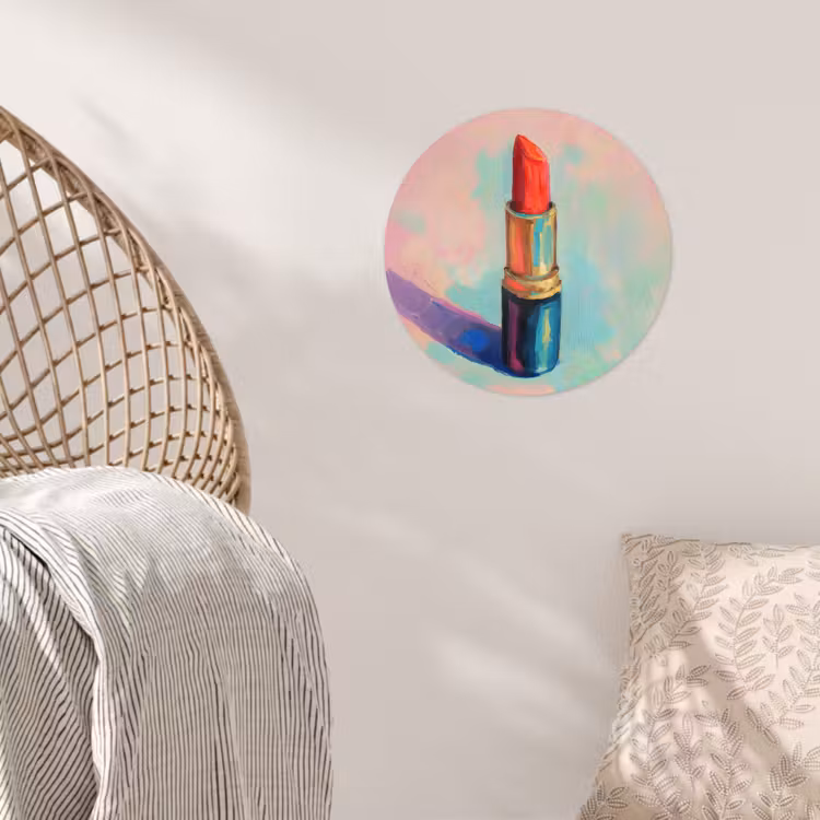 Lippenstift - Rood - Penseelstreken Wandcirkel behangsticker klein -sfeer4