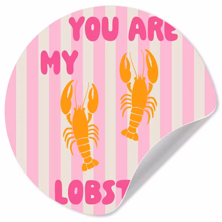 Lobster - Love - Valentijn Wandcirkel behangsticker klein -3d