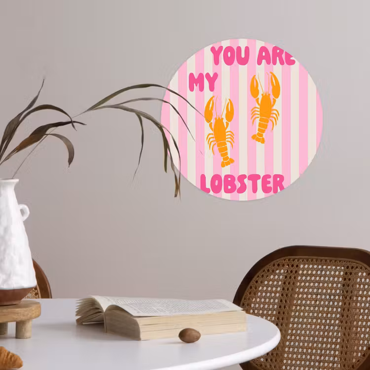 Lobster - Love - Valentijn Wandcirkel behangsticker klein -sfeer3