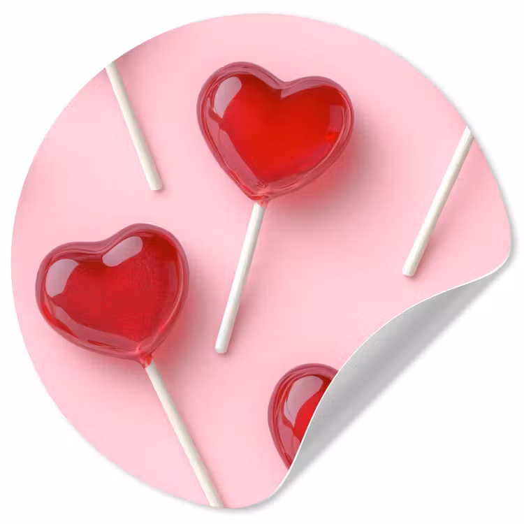 Lollies - Hartjes - Roze Wandcirkel behangsticker klein -3d